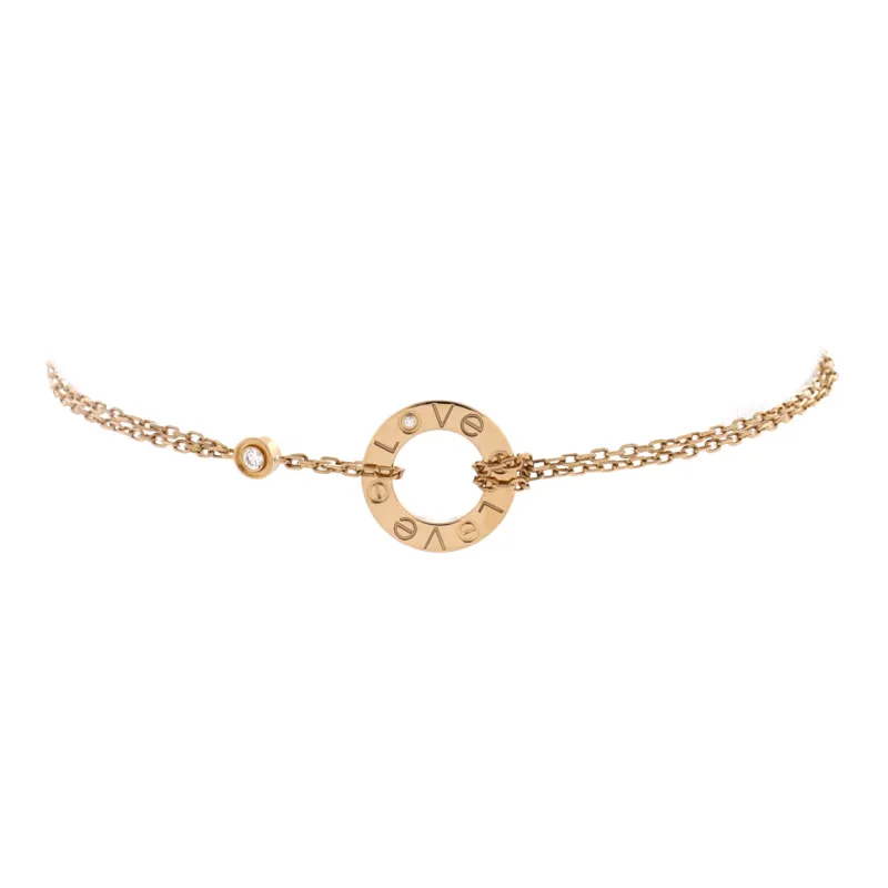 2 Diamonds Love Bracelet 18K Yellow Gold with Diamonds made by Cartier