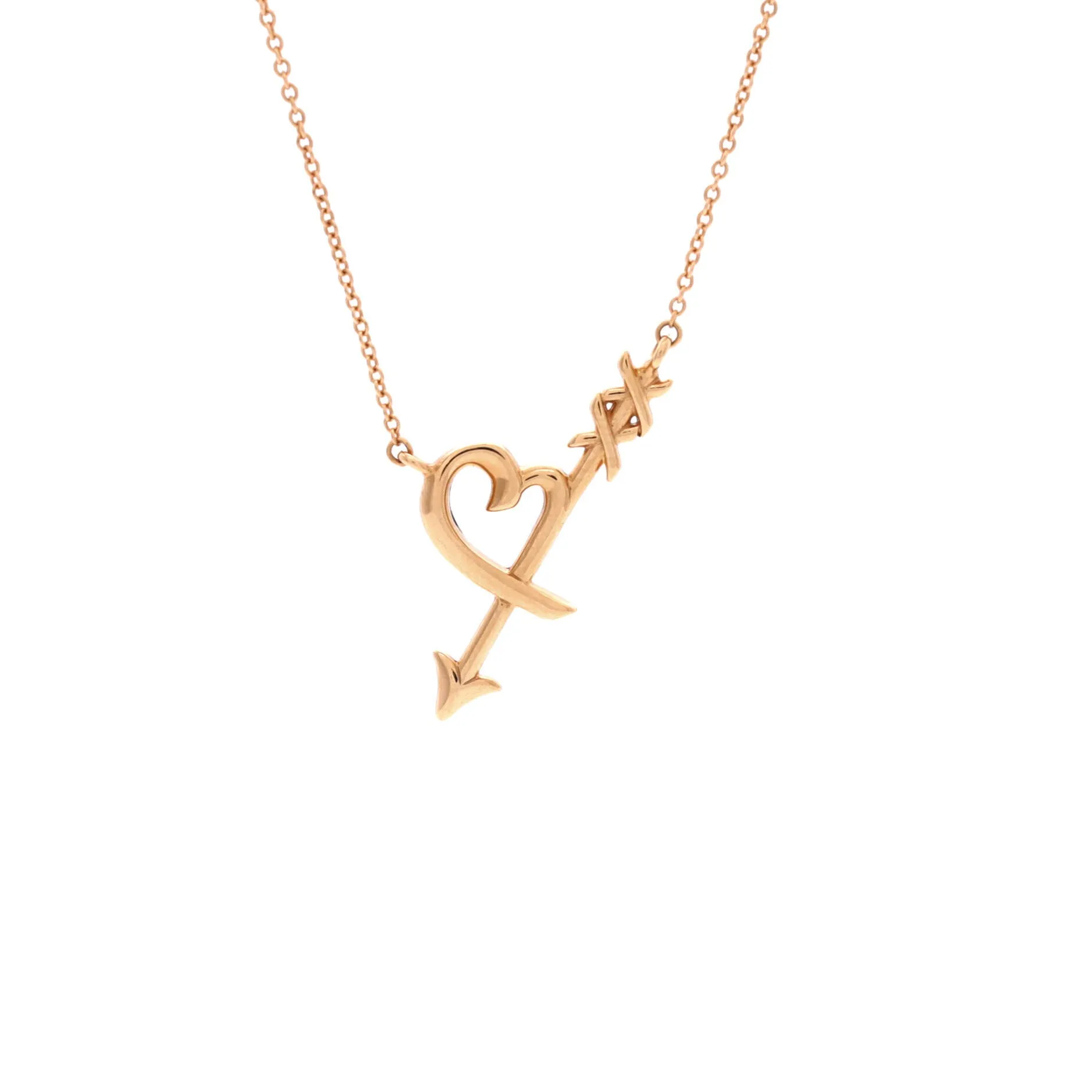 Paloma Picasso Graffiti Heart and Arrow Pendant Necklace 18K Rose Gold Small sold by Zulily