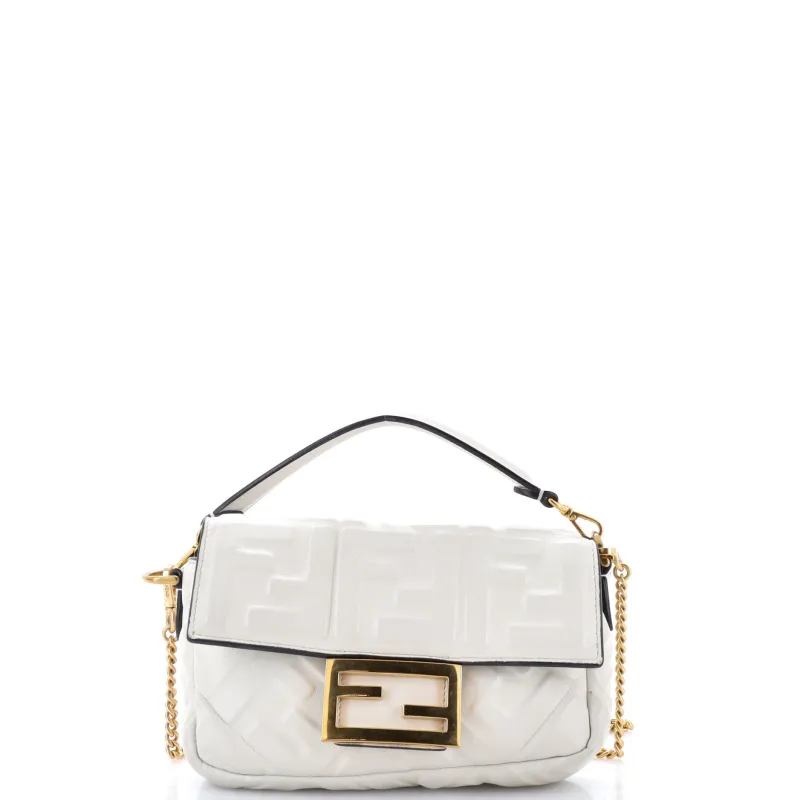 Baguette NM Bag Zucca Embossed Leather Mini made by Fendi