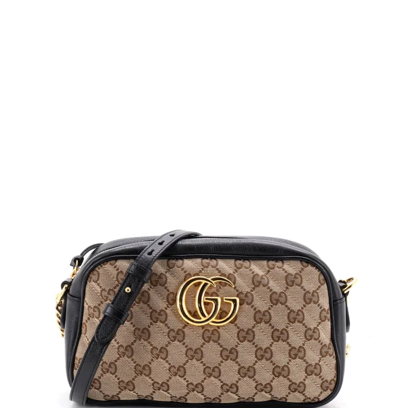 GG Marmont Shoulder Bag Diagonal Quilted GG Canvas with Leather Small made by Gucci