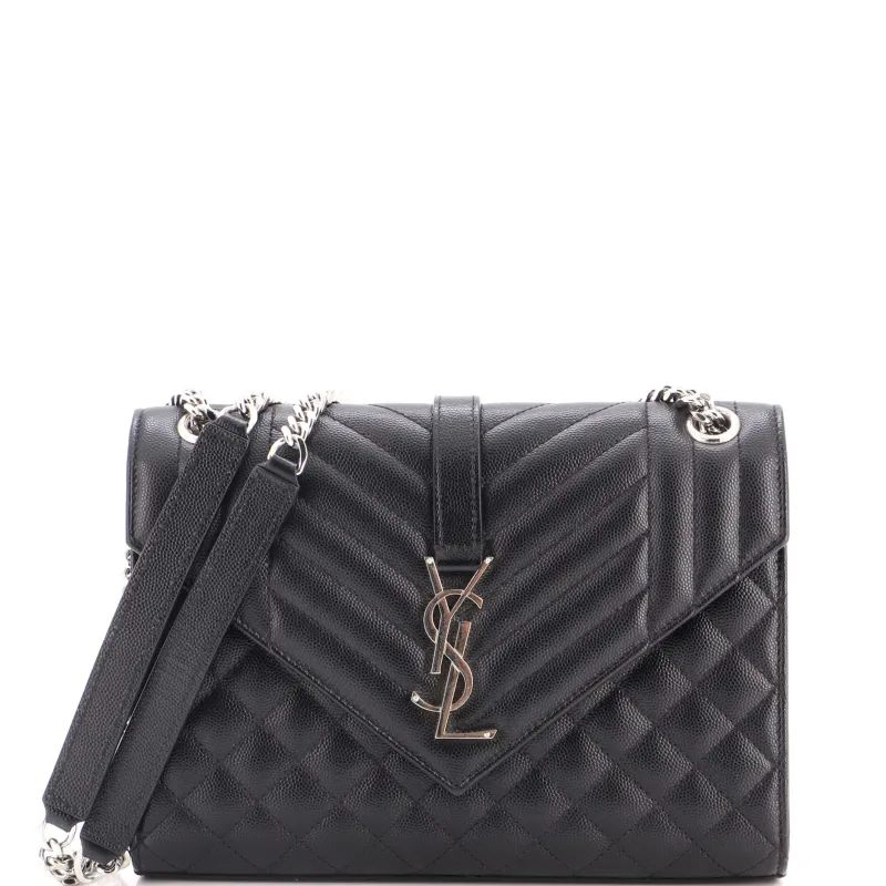 Classic Monogram Envelope Satchel Mixed Matelasse Leather Medium made by Yves Saint Laurent