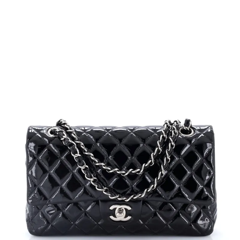 Classic Double Flap Bag Quilted Patent Medium made by Chanel