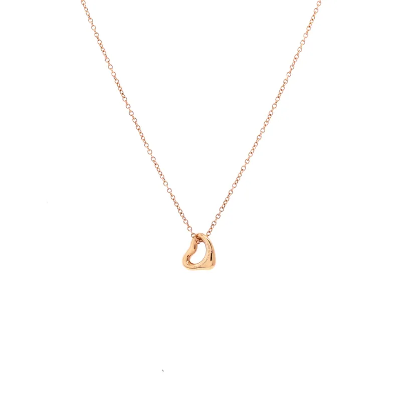 Elsa Peretti Open Heart Pendant Necklace 18K Rose Gold 7mm made by Tiffany & Co.
