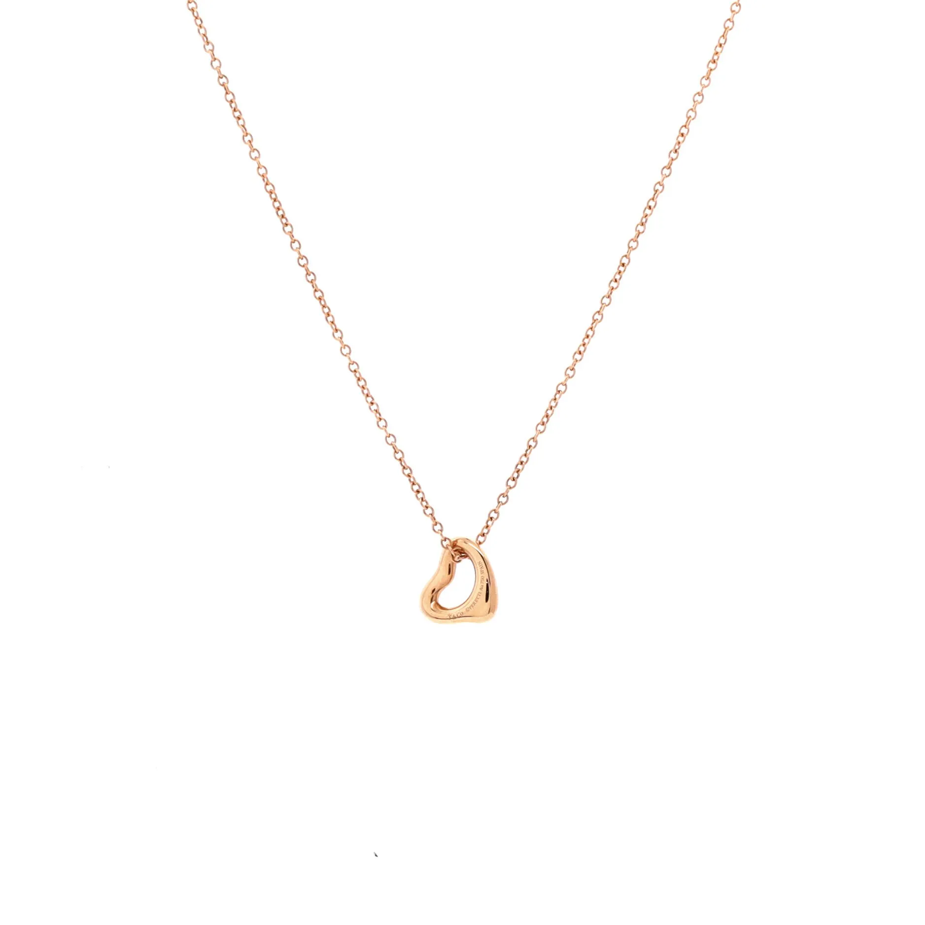 Elsa Peretti Open Heart Pendant Necklace 18K Rose Gold 7mm sold by Zulily