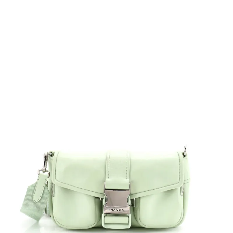 Buckle Pocket Crossbody Bag Spazzolato Leather and Tessuto made by Prada