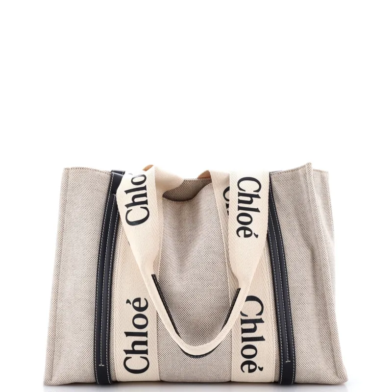 Woody Tote Canvas with Leather Medium made by Chloe