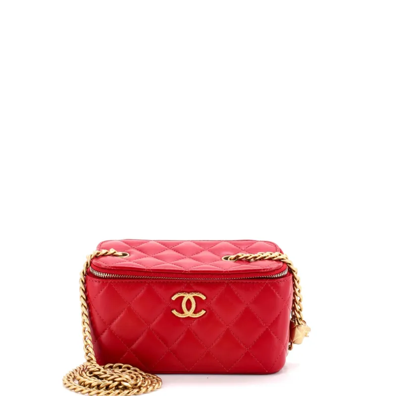 All Slide Long Vanity Case with Chain Quilted Lambskin Small made by Chanel