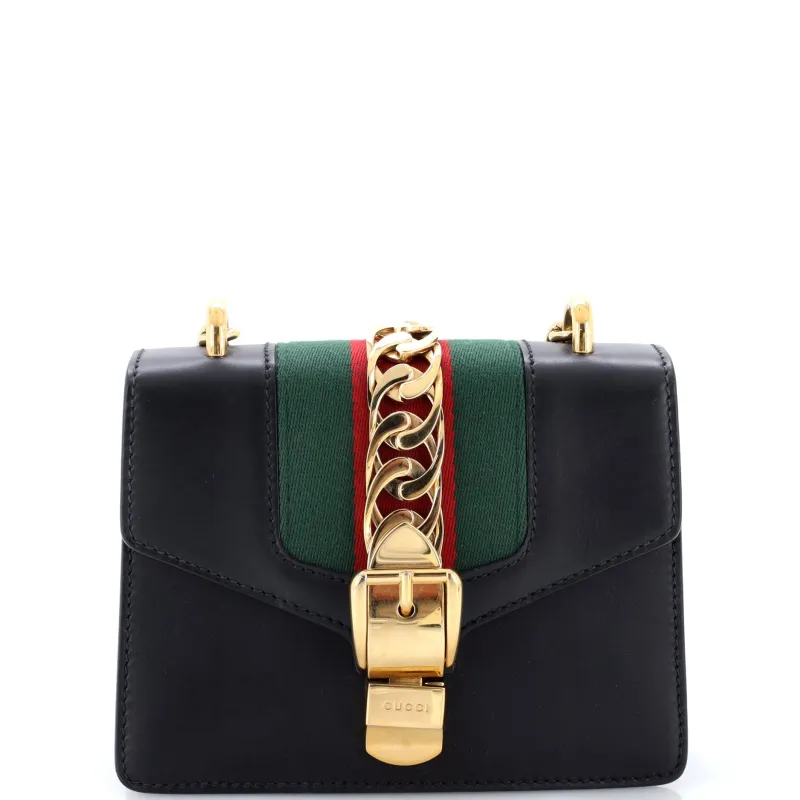 Sylvie Chain Shoulder Bag Leather Mini made by Gucci