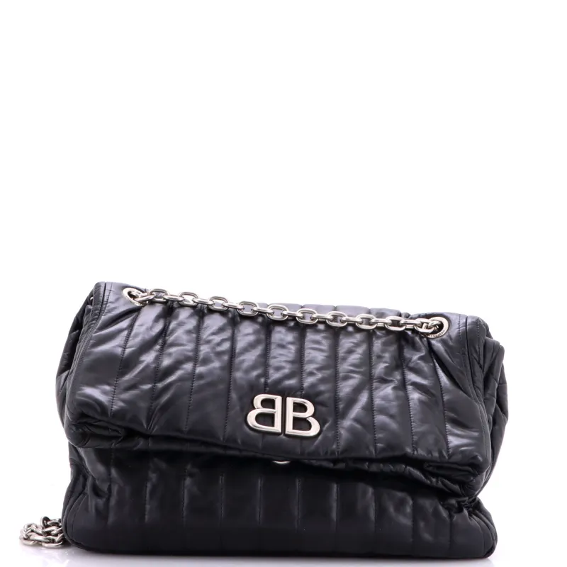 Monaco Chain Flap Shoulder Bag Quilted Leather Medium made by Balenciaga