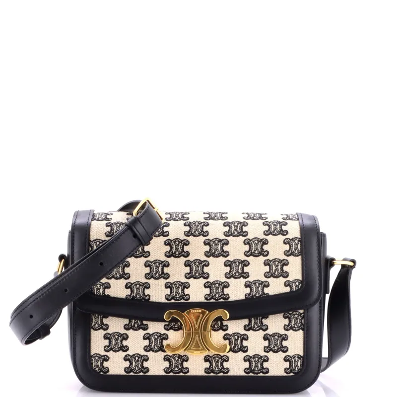 Triomphe Shoulder Bag Triomphe Canvas Medium made by Celine