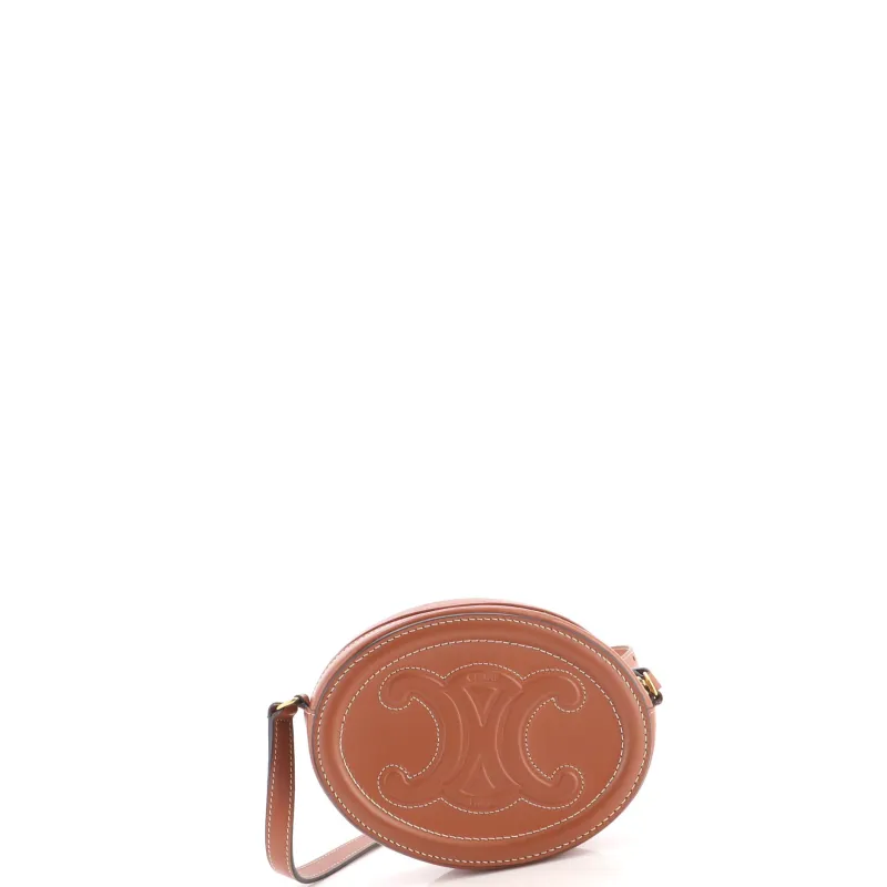 Triomphe Oval Crossbody Bag Leather Mini made by Celine