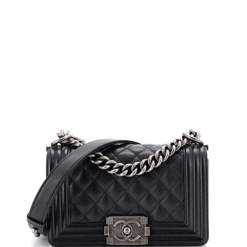 Boy Flap Bag Quilted Caviar Small made by Chanel
