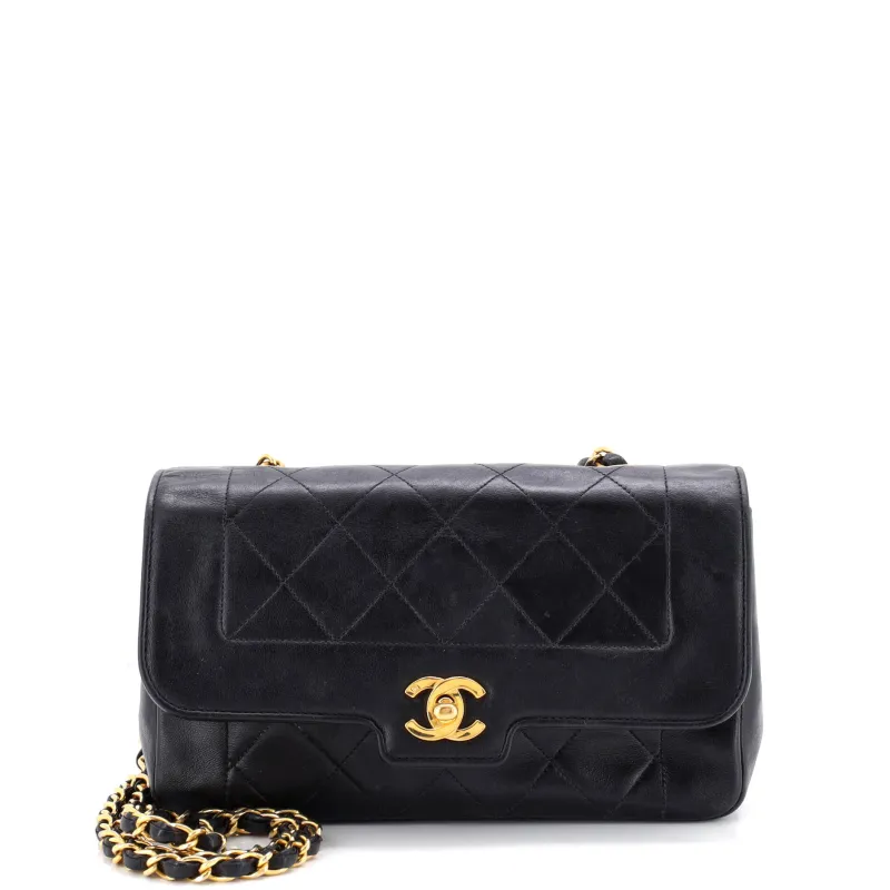 Vintage Diana Flap Bag Quilted Lambskin Small made by Chanel