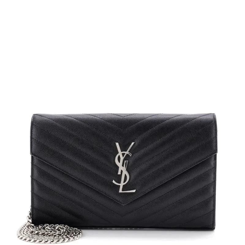 Classic Monogram Wallet on Chain Matelasse Chevron Leather Medium made by Yves Saint Laurent