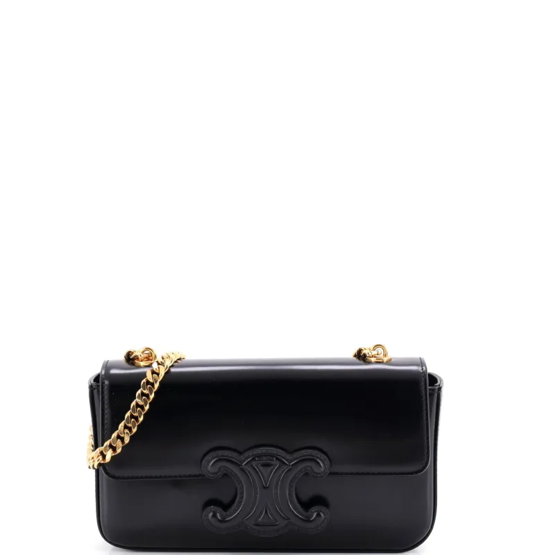 Triomphe Chain Shoulder Bag Leather Small made by Celine