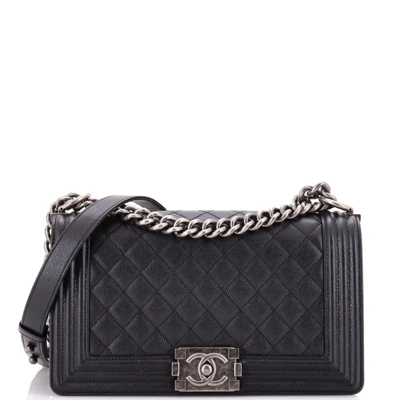 Boy Flap Bag Quilted Caviar Old Medium made by Chanel