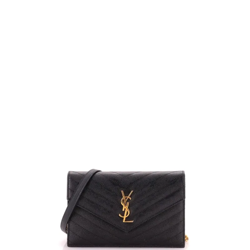 Classic Monogram Wallet on Chain Matelasse Chevron Leather Small made by Yves Saint Laurent