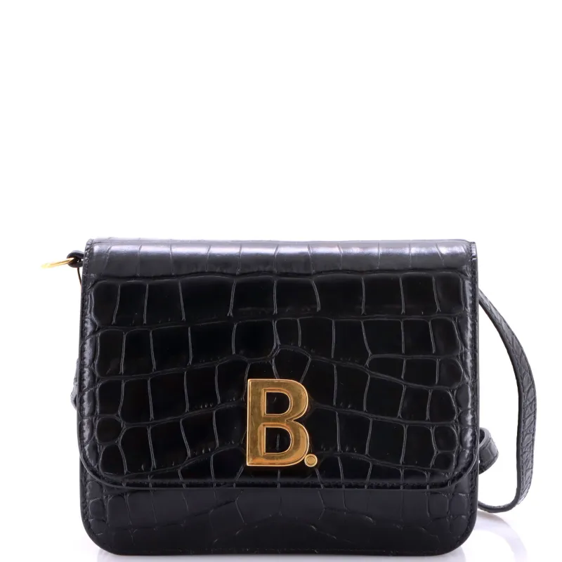 B. Dot Flap Bag Crocodile Embossed Leather Small made by Balenciaga
