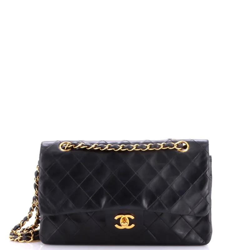 Vintage Classic Double Flap Bag Quilted Lambskin Medium made by Chanel