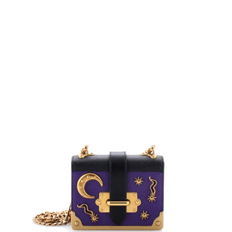 Cahier Crossbody Bag Embellished Leather Micro made by Prada