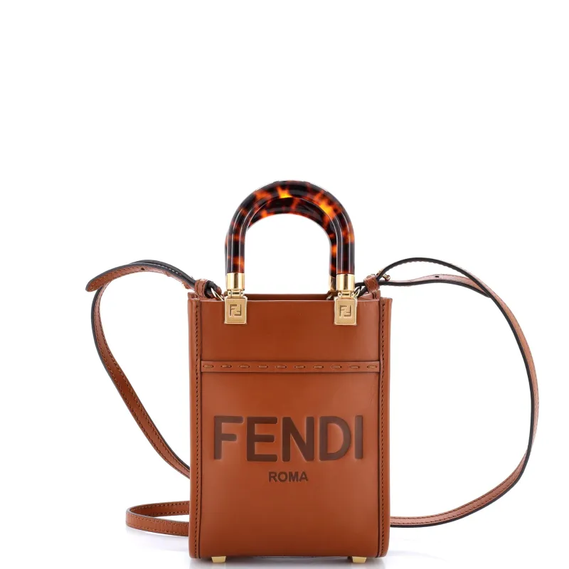 Sunshine Shopper Tote Leather Mini made by Fendi