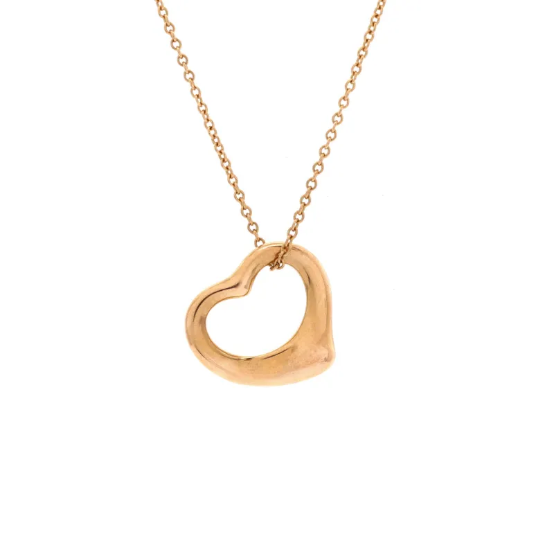 Elsa Peretti Open Heart Pendant Necklace 18K Rose Gold 16mm made by Tiffany & Co.