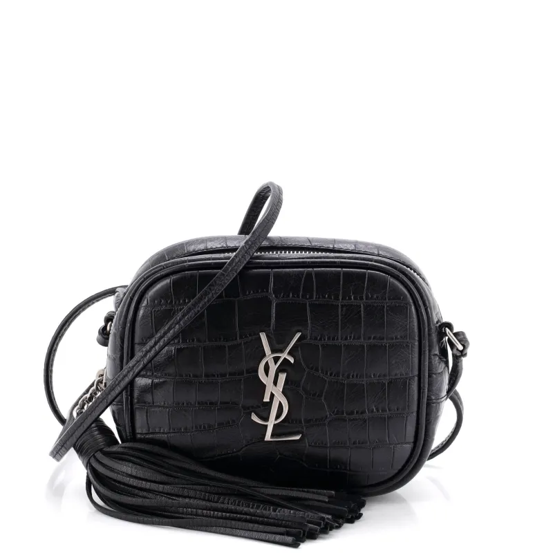 Classic Monogram Blogger Crossbody Bag Crocodile Embossed Leather Small made by Yves Saint Laurent