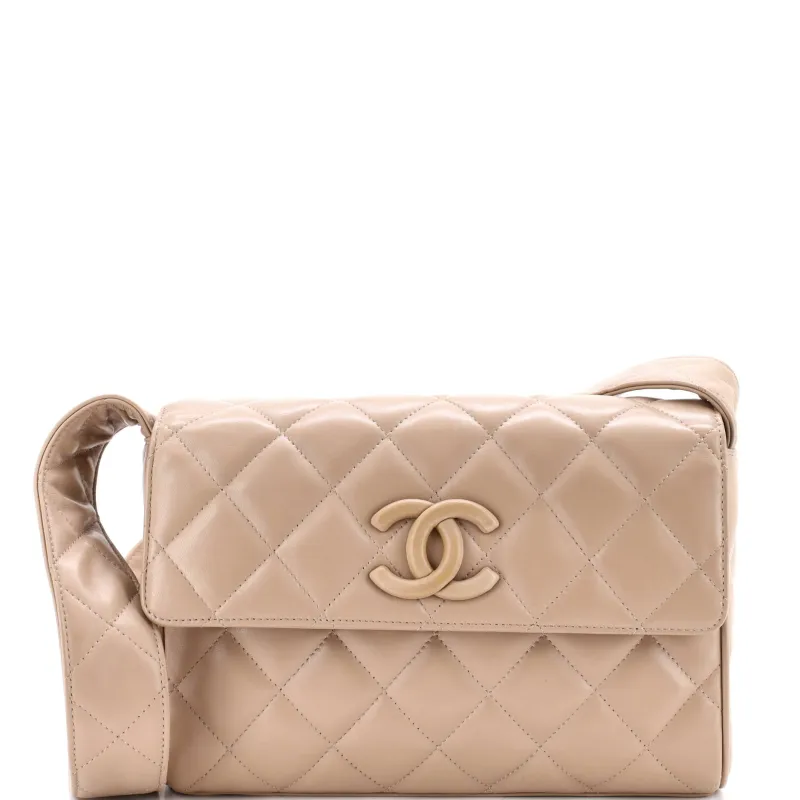 Vintage CC Flap Shoulder Bag Quilted Lambskin Small made by Chanel