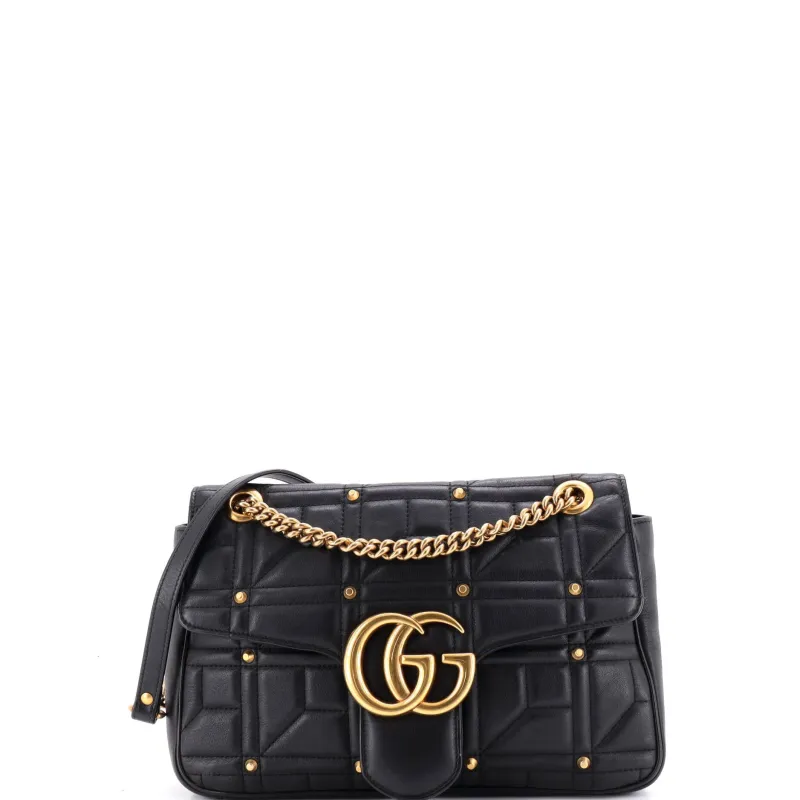 GG Marmont Flap Bag Studded Matelasse Leather Medium made by Gucci