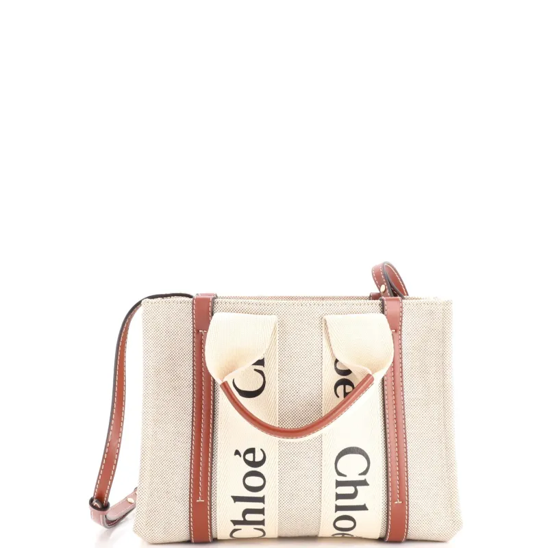 Woody Convertible Tote Canvas with Leather Small made by Chloe