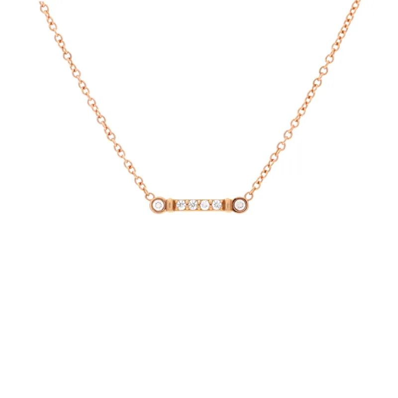 Fleur de Lis Key Bar Pendant Necklace 18K Rose Gold and Diamonds made by Tiffany & Co.