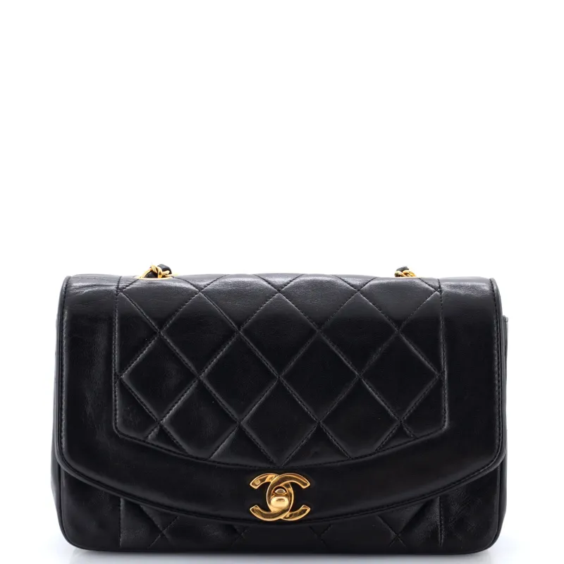 Vintage Diana Flap Bag Quilted Lambskin Small made by Chanel