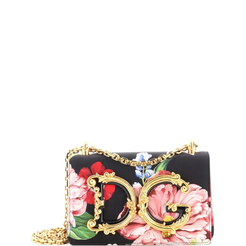 DG Girls Flap Bag Printed Satin Small made by Dolce & Gabanna