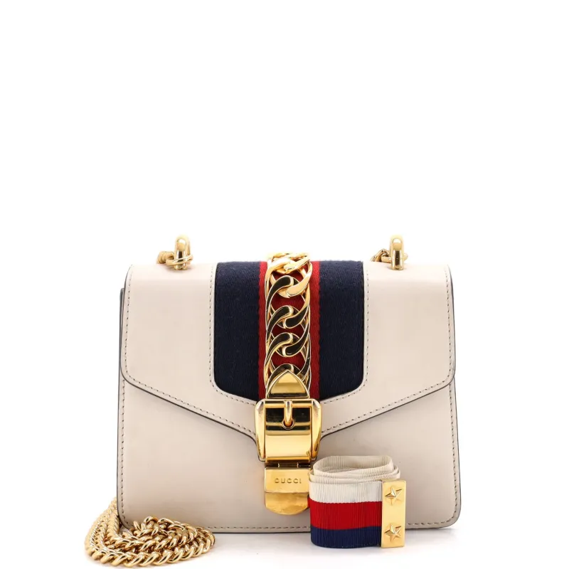 Sylvie Chain Shoulder Bag Leather Mini made by Gucci