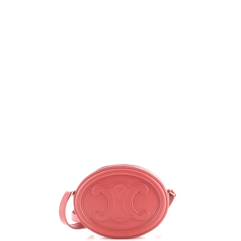 Triomphe Oval Crossbody Bag Leather Mini made by Celine