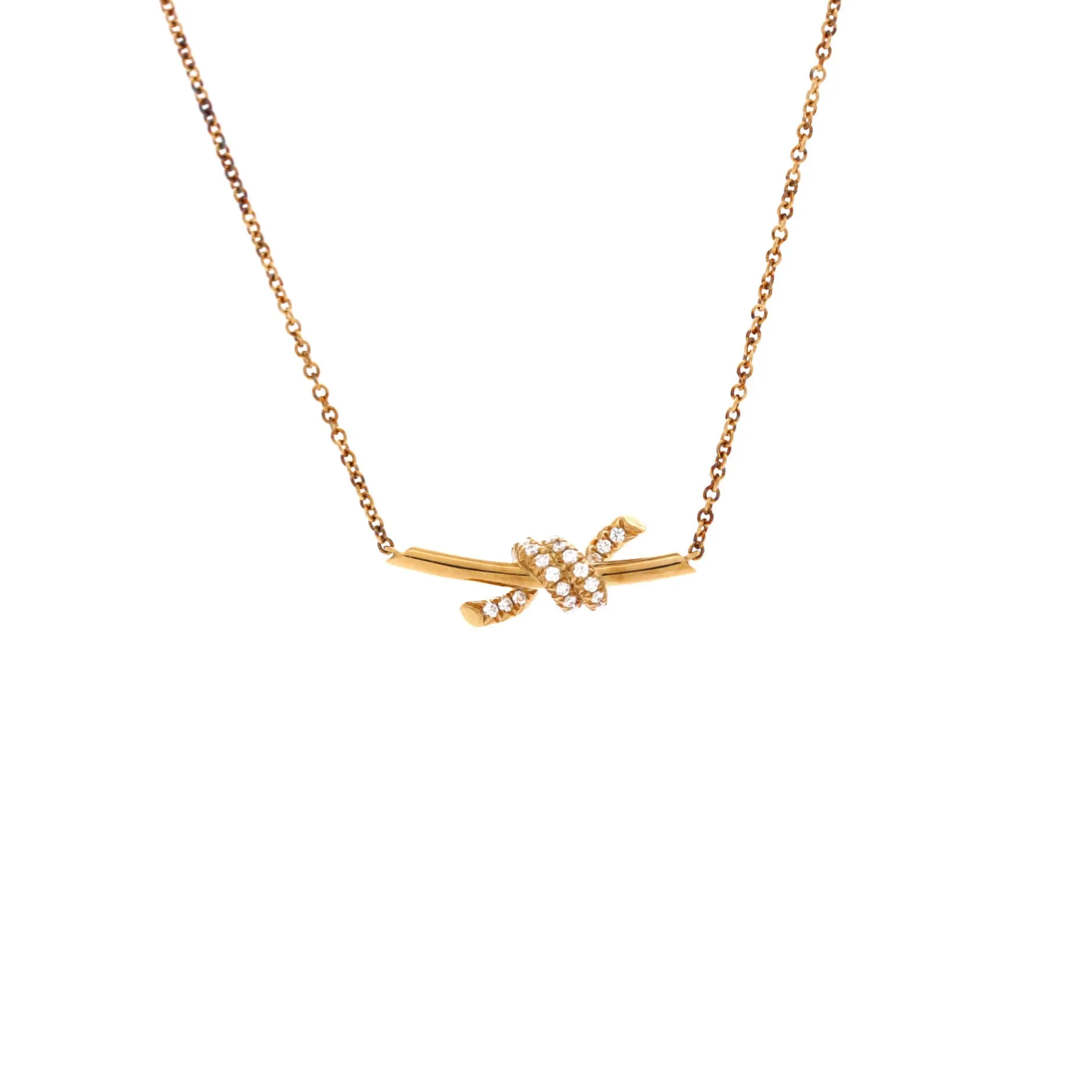 Knot Pendant Necklace 18K Yellow Gold with Diamonds Small sold by Zulily