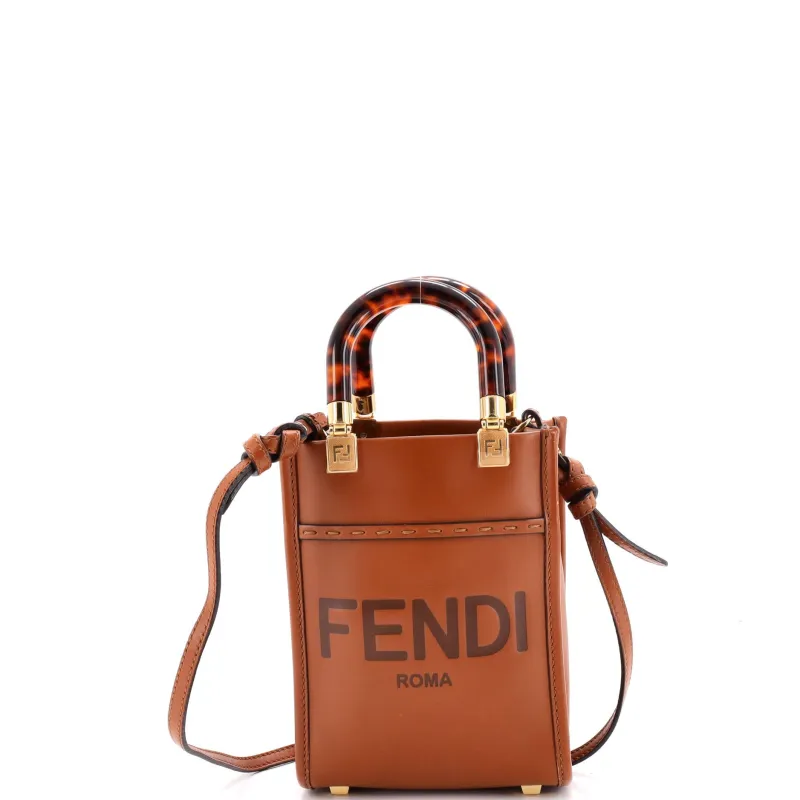Sunshine Shopper Tote Leather Mini made by Fendi