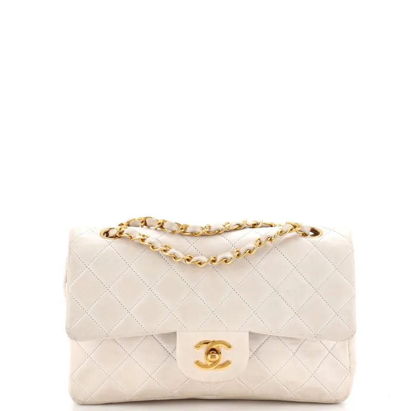 Vintage Classic Double Flap Bag Quilted Lambskin Small made by Chanel