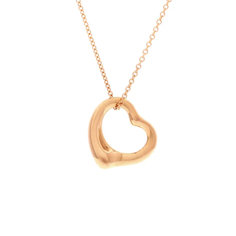 Elsa Peretti Open Heart Pendant Necklace 18K Rose Gold 16mm made by Tiffany & Co.