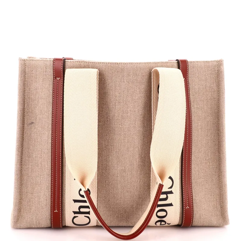 Woody Tote Canvas with Leather Medium made by Chloe