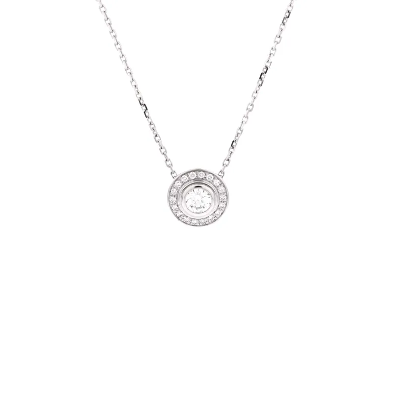 Cartier D'Amour Pendant Necklace 18K White Gold with Pave Diamonds 0.18-0.29CT made by Cartier
