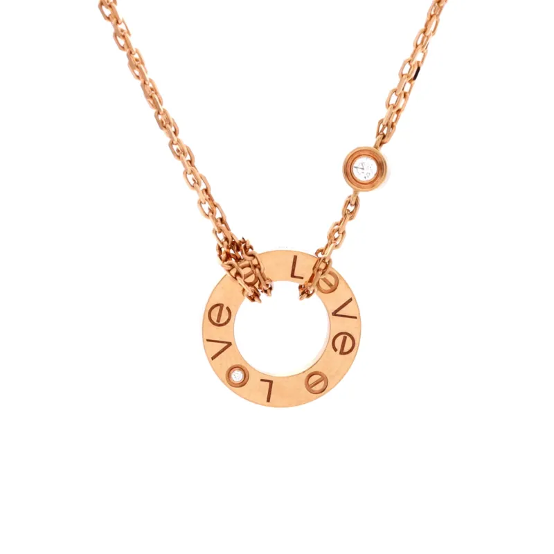 2 Diamonds Love Pendant Necklace 18K Rose Gold and Diamonds made by Cartier