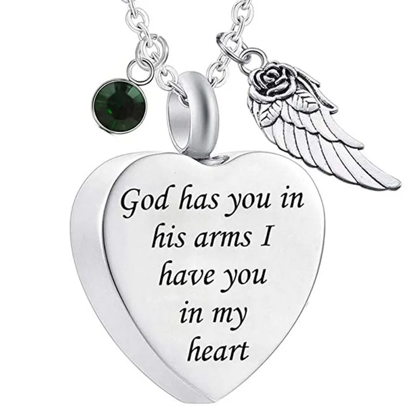 Heart-shaped Wing Urn Funeral Cremation Jewelry Necklace Pendant made by Zulily