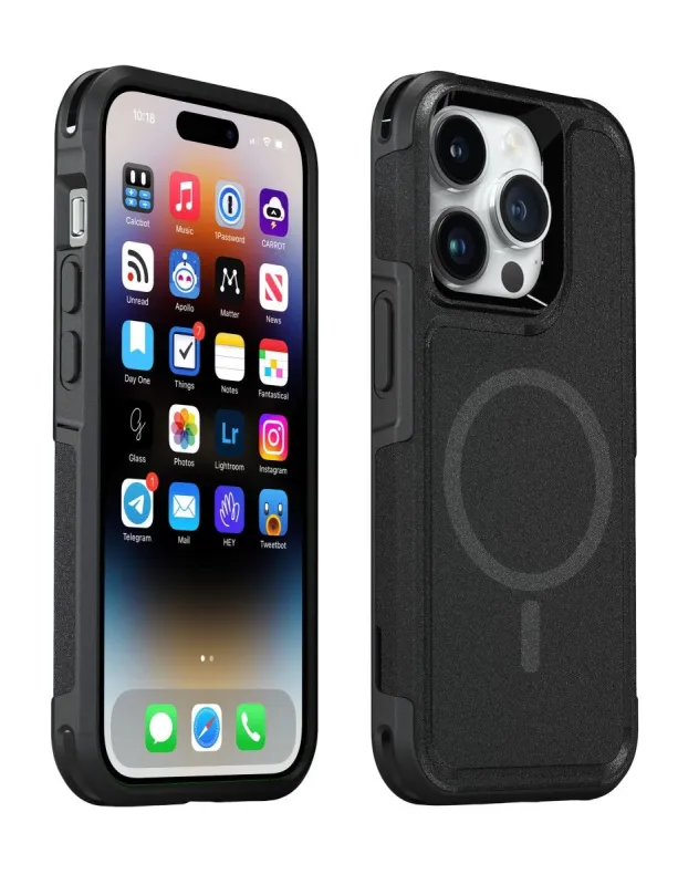 Black MagSafe Compatible- Rugged Armor Protective Case iPhone 15 Pro made by Zulily