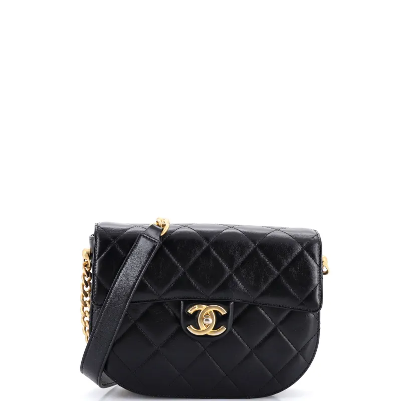 Moon Flap Messenger Bag Quilted Calfskin Small made by Chanel
