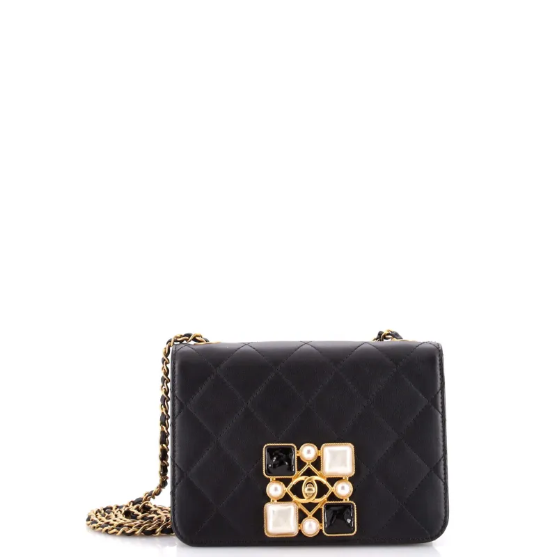 Resin and Pearl CC Full Flap Bag Quilted Calfskin Small made by Chanel