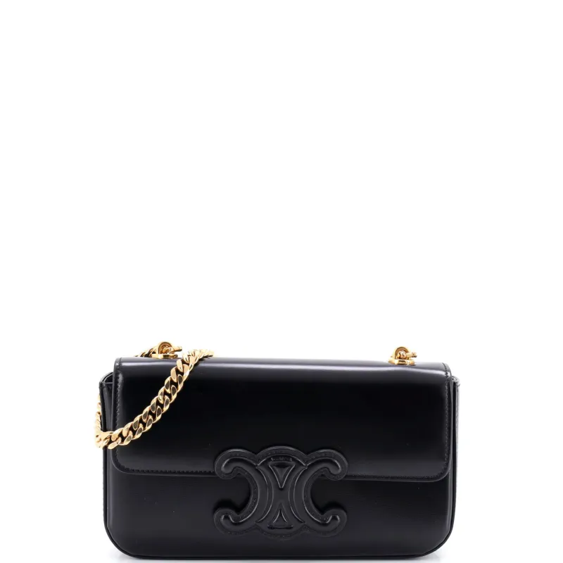 Triomphe Chain Shoulder Bag Leather Small made by Celine