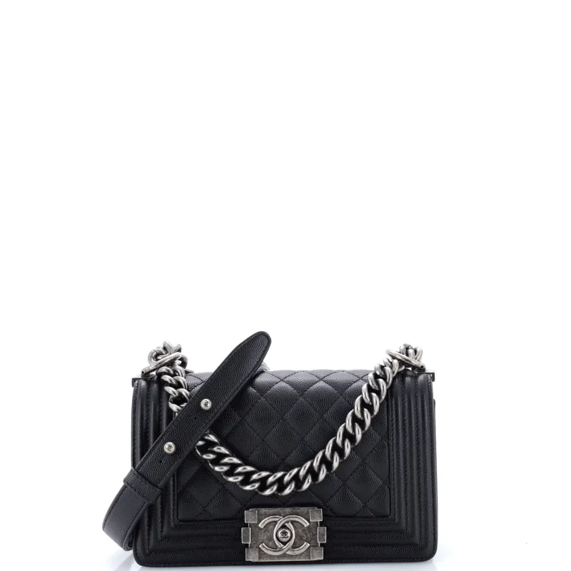Boy Flap Bag Quilted Caviar Small made by Chanel