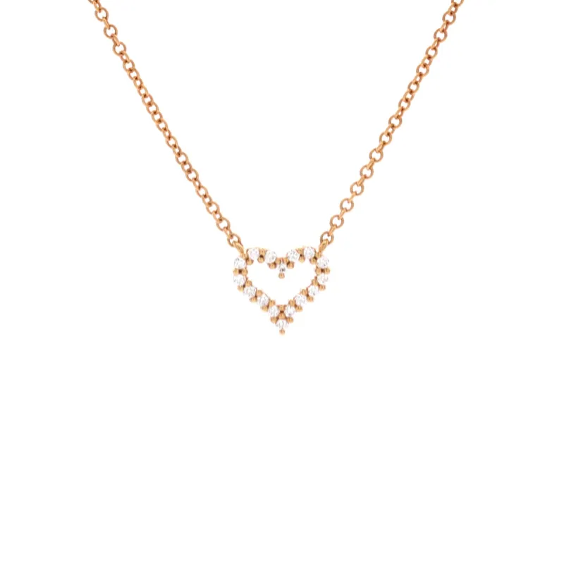 Heart Pendant Necklace 18K Rose Gold and Diamond Extra Mini made by Tiffany & Co.