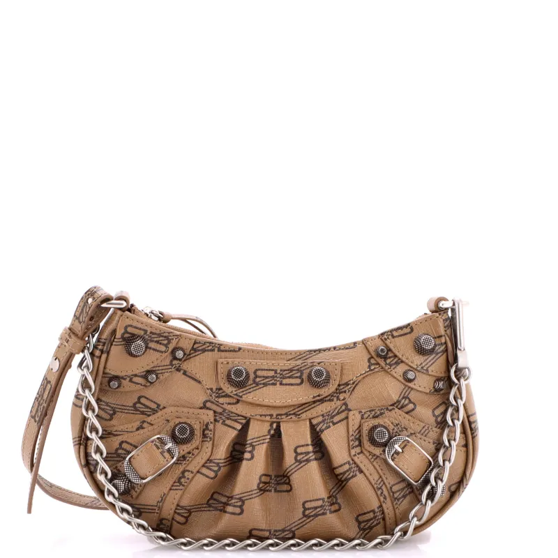 Le Cagole Giant Studs Shoulder Bag BB Monogram Coated Canvas Mini made by Balenciaga